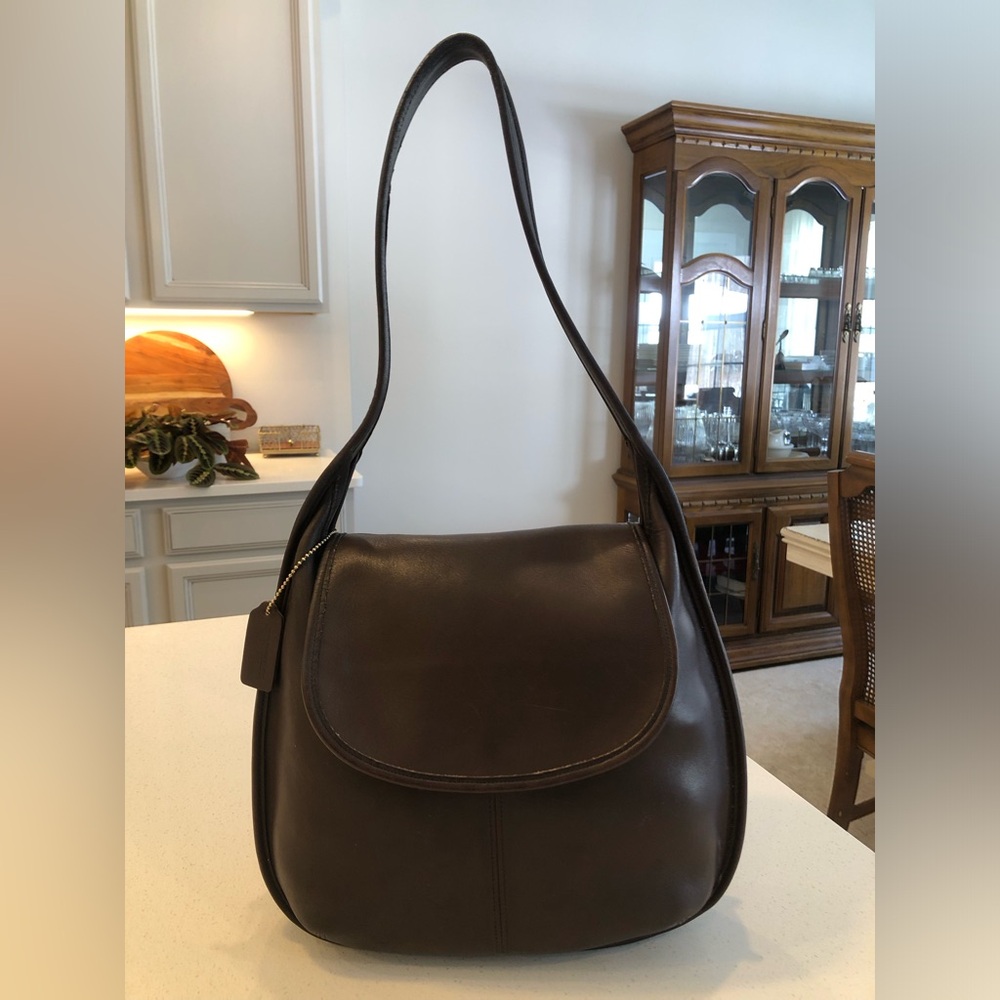 Vintage Coach Rich Mahogany Color Leather Ergo Flap Purse/Bag #9029 with Hangtag